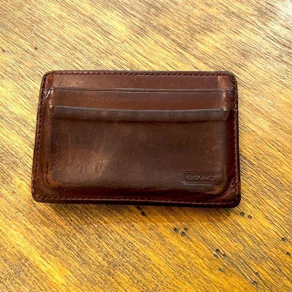 Coach Other - Vintage Coach Money Clip Wallet Card Holder Leather Dark Brown